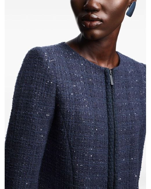 Emporio Armani Blue Wool Blend Blazer Jacket