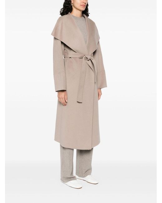Soft Goat Natural Cashmere Belted Coat