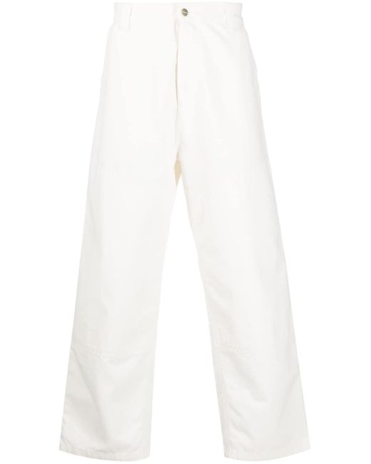 Carhartt White Wide-panel Cotton Trousers for men