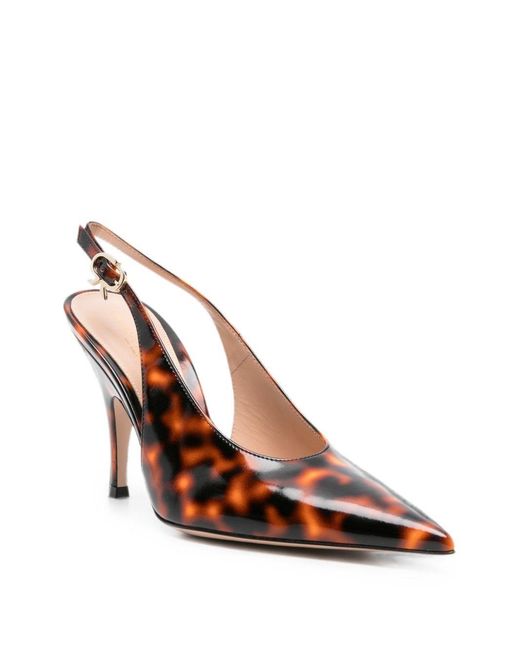 Gianvito Rossi Brown Sofia Leather Slingback Pumps