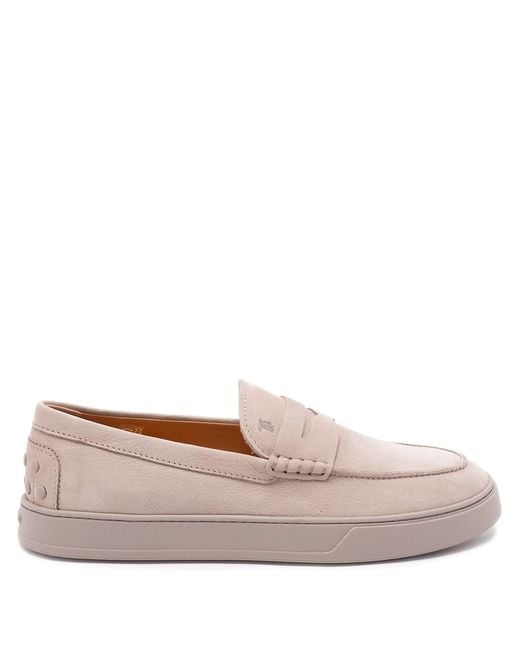 Tod's Pink Suede Leather Loafers for men