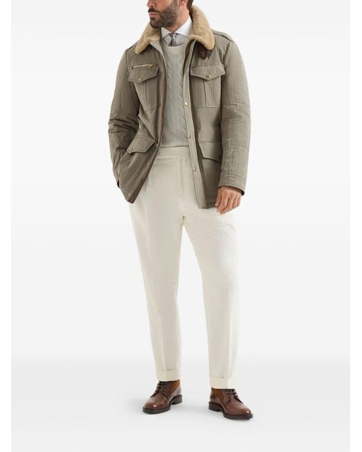 Brunello Cucinelli Gray Technical Cotton Field Jacket for men