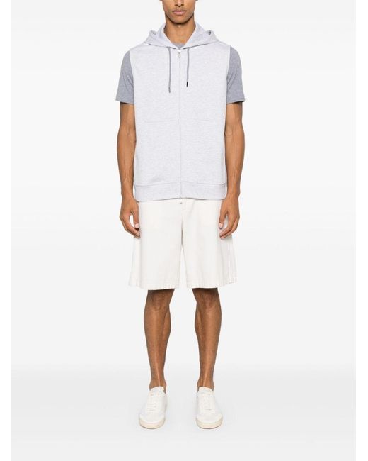 Brunello Cucinelli White Hooded Vest for men