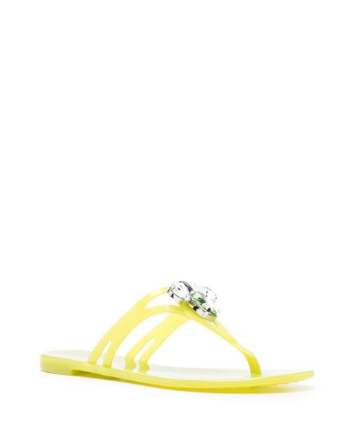 Casadei Yellow Jelly Thong Sandals