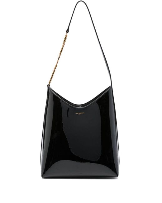 Saint Laurent Black Rendez-vous Patent Leather Hobo Bag