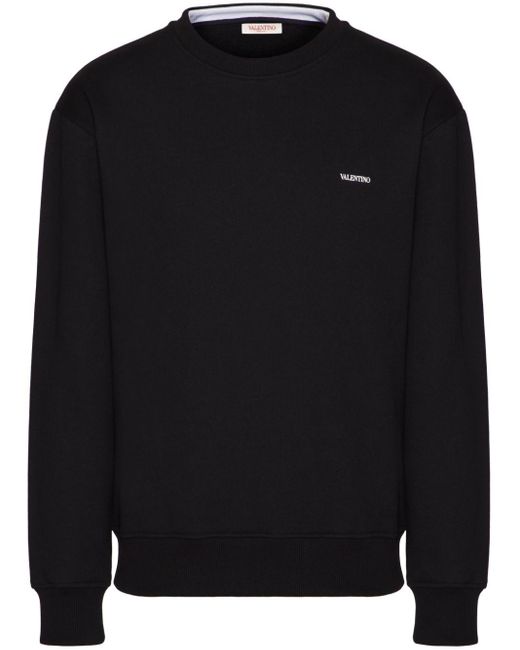 Valentino Black Logo Cotton Crewneck Sweatshirt for men
