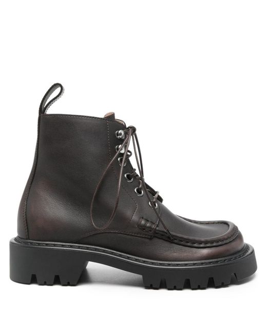 Loewe Black Sierra Leather Lace-Up Boots