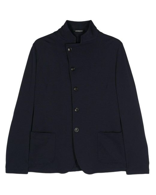 Emporio Armani Blue Patterned-jacquard Jersey Jacket for men