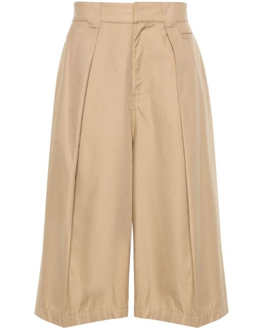 Loewe-Paulas Ibiza Natural Cotton Pleated Cropped Trousers for men