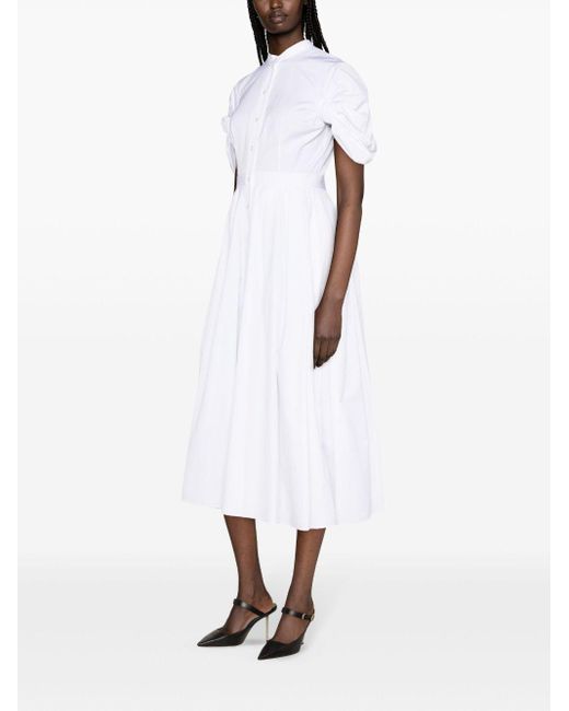 Alexander McQueen White Organic Cotton Midi Dress