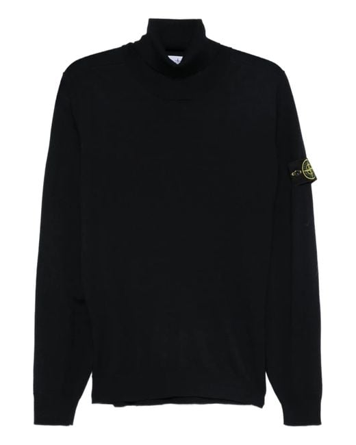 Stone Island Black Wool Sweater for men