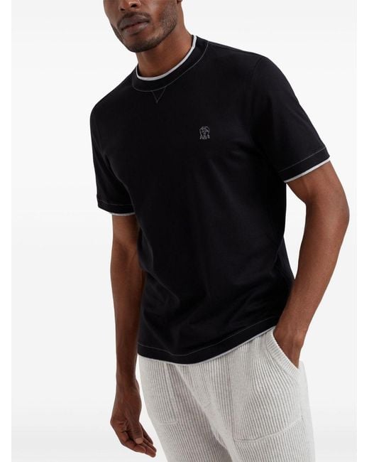 Brunello Cucinelli Black T-Shirts And Polos for men