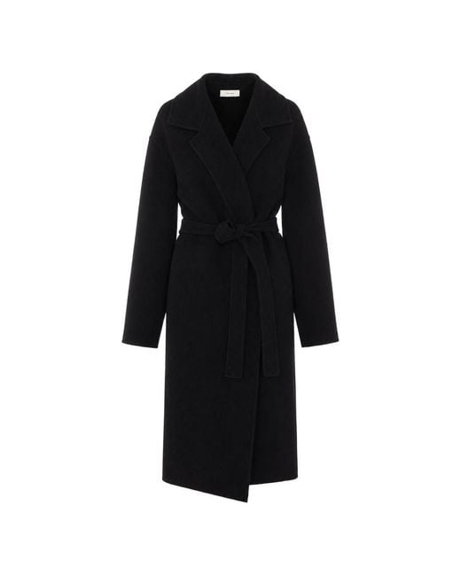 The Row Black Ciara Wool Long Coat