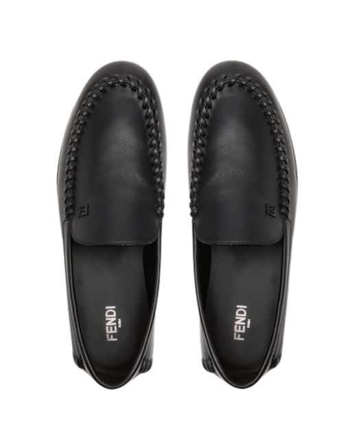 Fendi Blue Braided Leather Moccasin for men