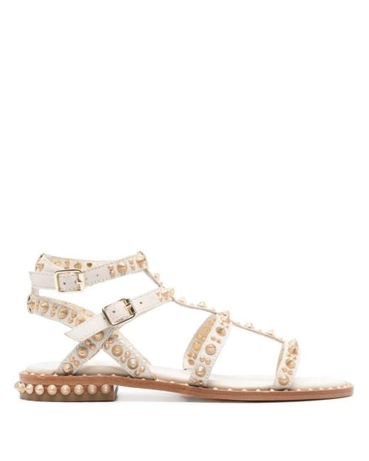 Ash Natural Pepsy Studded Leather Sandals