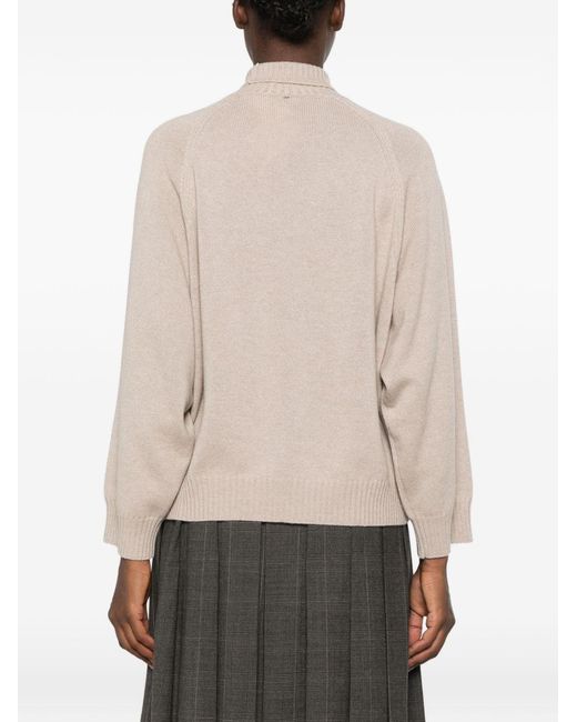 Brunello Cucinelli Natural Cashmere Turtle-Neck Sweater
