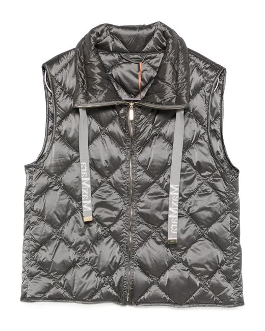 Max Mara Gray Quilted Down Vest