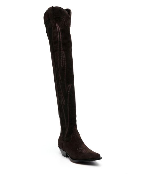 Sonora Boots Black Embroidered Suede Western Boots