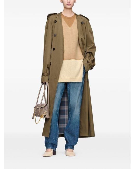 Maison Margiela Green Double-Breasted Trench Coat