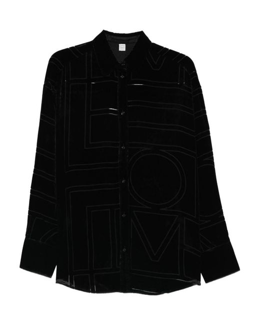 Totême Black Monogram Pajama Shirt