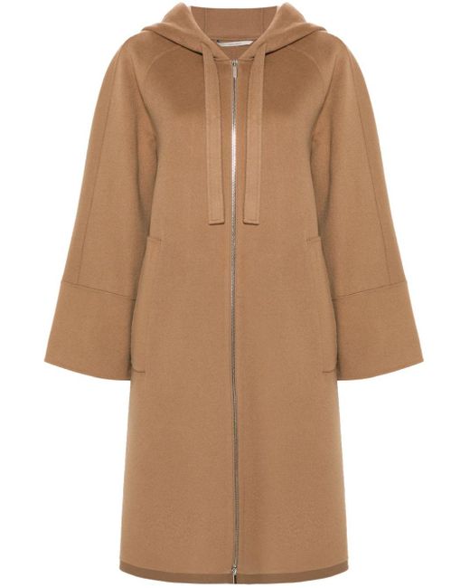 Max Mara Natural Wool Hooded Coat