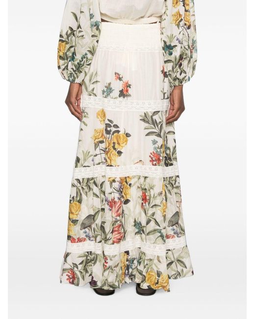 Alice + Olivia White Stevie Printed Maxi Skirt