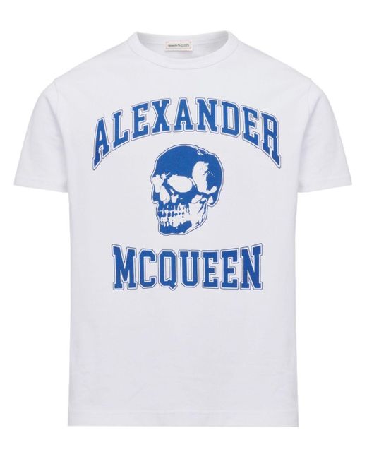 Alexander McQueen Blue White Varsity T-shirt for men