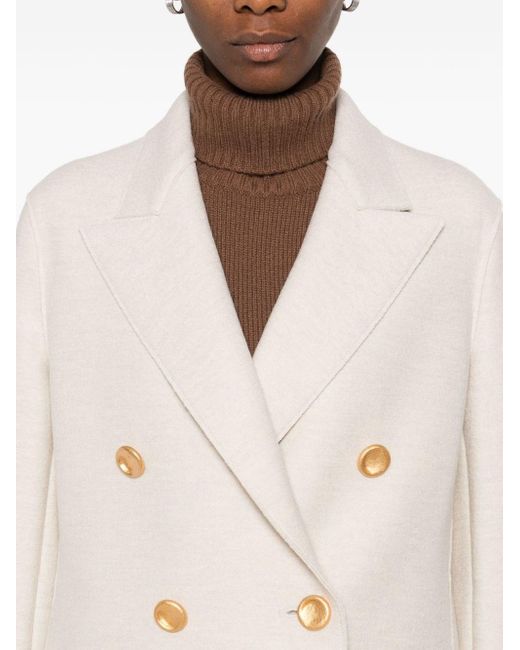Harris Wharf London White Wool Double-Breasted Coat