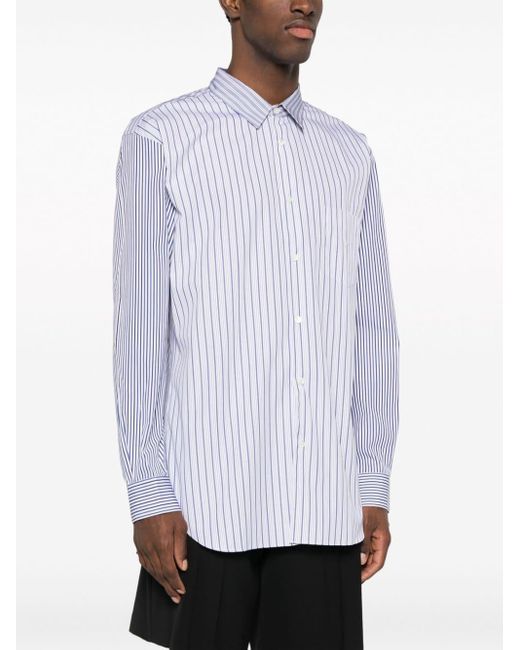 Comme des Garçons Blue Striped Long-sleeve Cotton Shirt for men