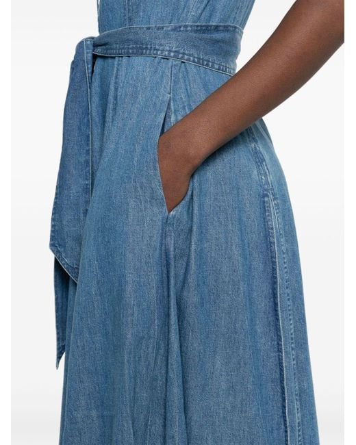 Polo Ralph Lauren Blue Cerulean Midi Shirt Dress With Detachable Waist Belt
