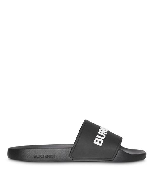Burberry Black Kingdom Motif Slides for men
