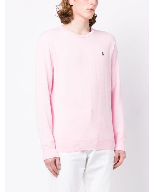 Polo Ralph Lauren Pink Embroidered Logo Sweater for men