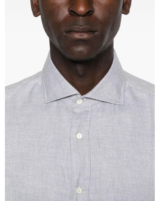 Brunello Cucinelli White Cotton Blend Shirt for men