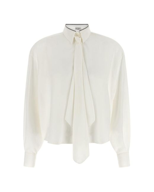 Brunello Cucinelli White Silk Shirt