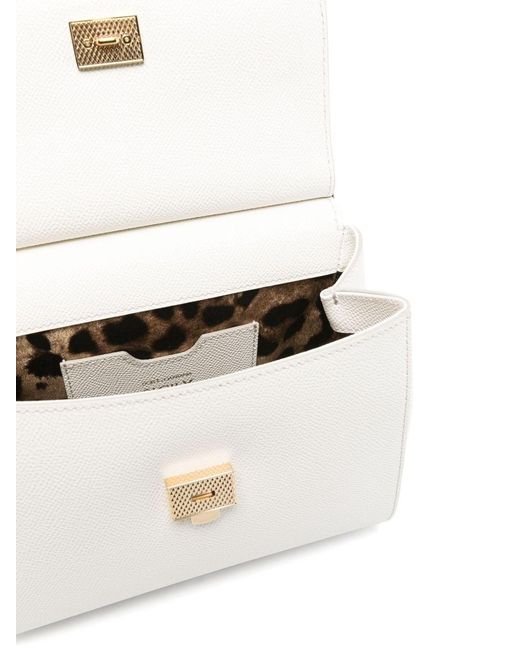 Dolce & Gabbana White Sicily Medium Leather Handbag