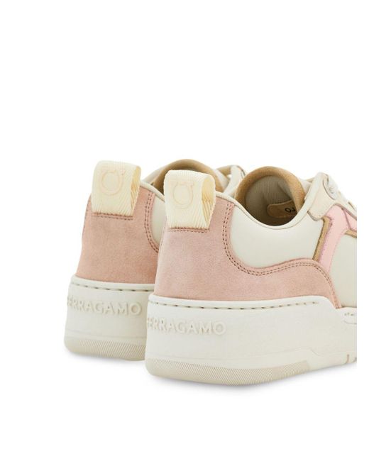 Ferragamo Pink Gancini Leather Sneakers