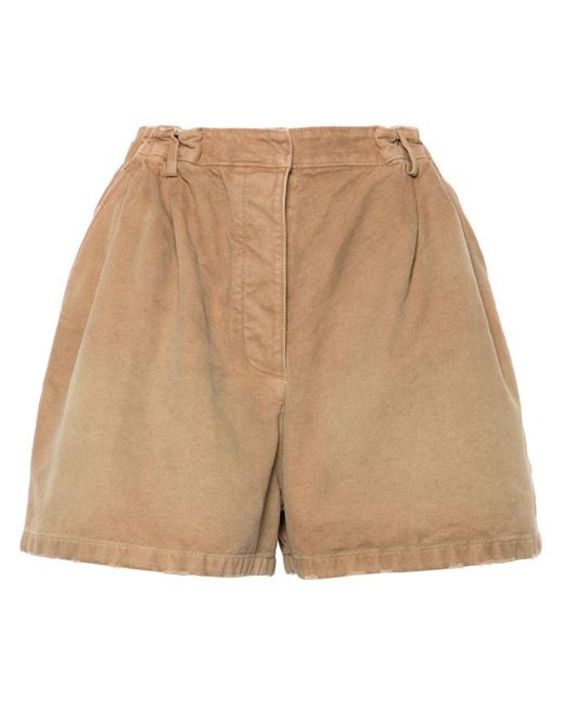 Prada Natural Flared Distressed Shorts