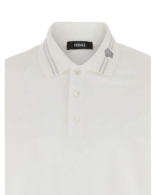 Versace White Cotton Polo Shirt for men