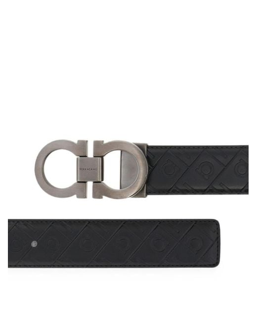 Ferragamo Black Gancini Leather Belt for men