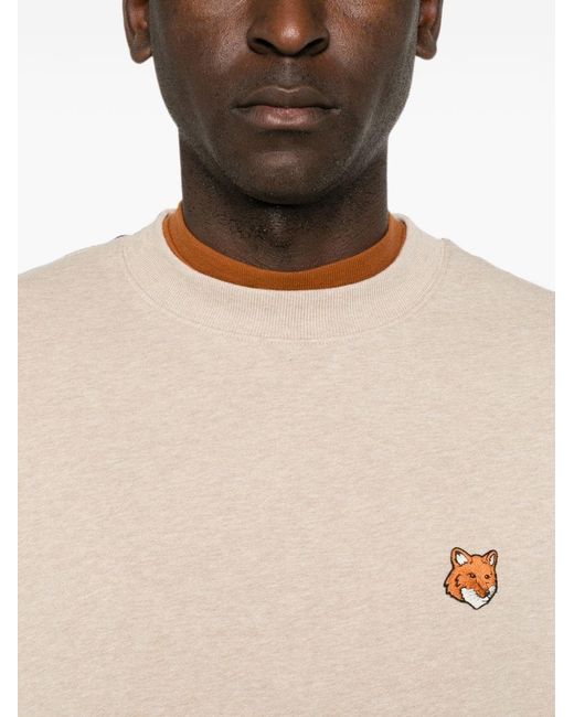 Maison Kitsuné Natural Fox Head Cotton Crewneck Sweatshirt for men