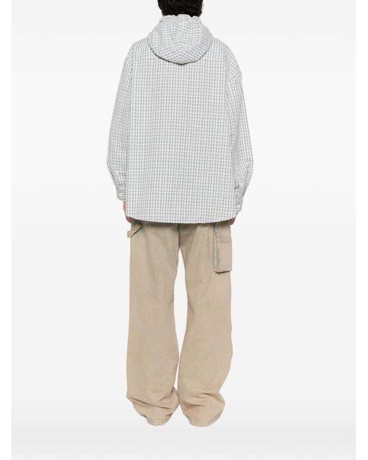 DUNST White Checked Hooded Shirt