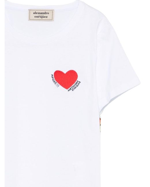 ALESSANDRO ENRIQUEZ White Cuore Cotton T-Shirt