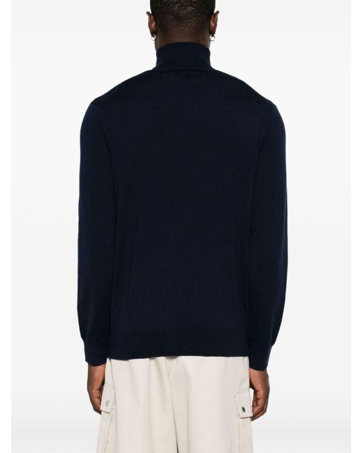 Polo Ralph Lauren Blue Ribbed Turtleneck Merino Sweater for men