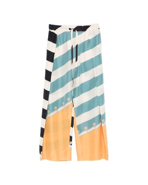 Loewe Blue Printed Silk Trousers