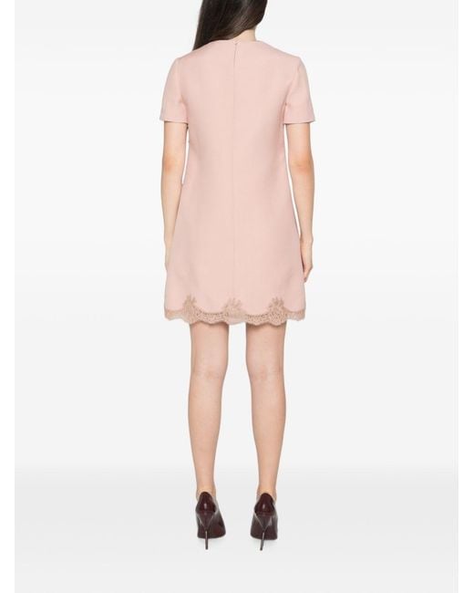 Valentino Pink Wool And Silk Blend Mini Dress