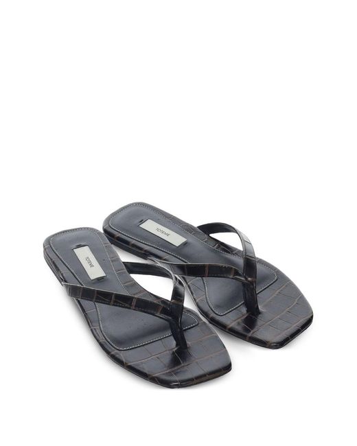 Totême Blue Leather Flat Thong Sandals