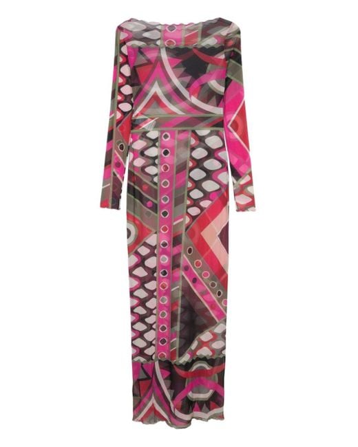 Emilio Pucci Multicolor Printed Tulle Short Dress