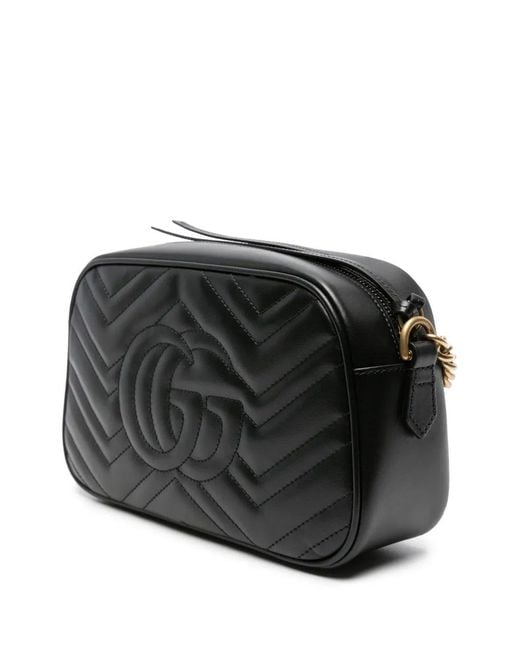 Gucci Black Gg Marmont Small Leather Crossbody Bag