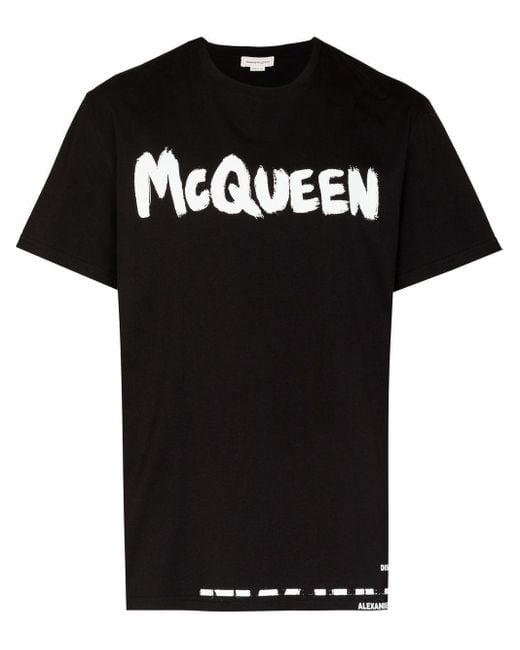 Alexander McQueen Black Graffiti Organic Cotton T-Shirt for men