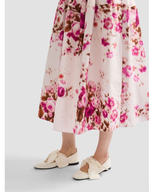 Erdem Pink Floral Print Midi Skirt
